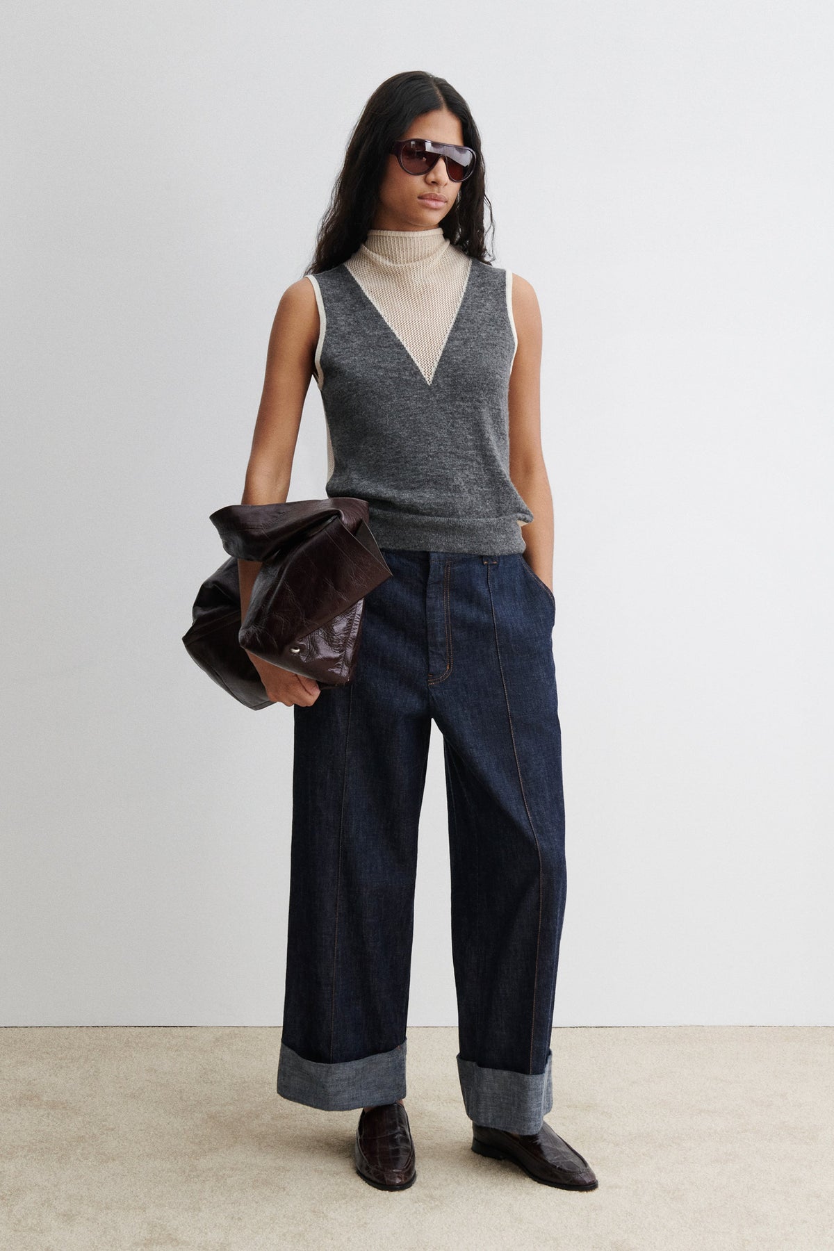 Horwill Top Charcoal-Cream - Rachel Comey