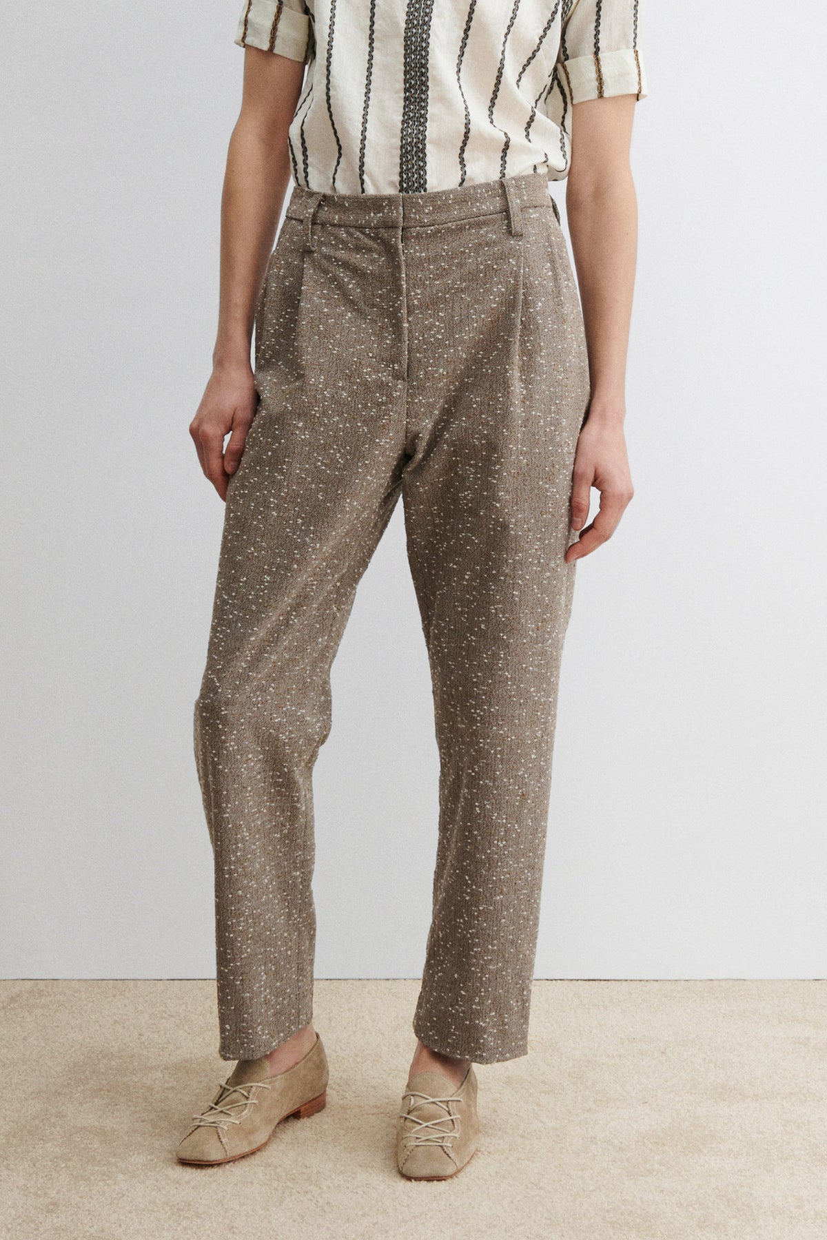 Carabin Pant Brown Herringbone - Rachel Comey
