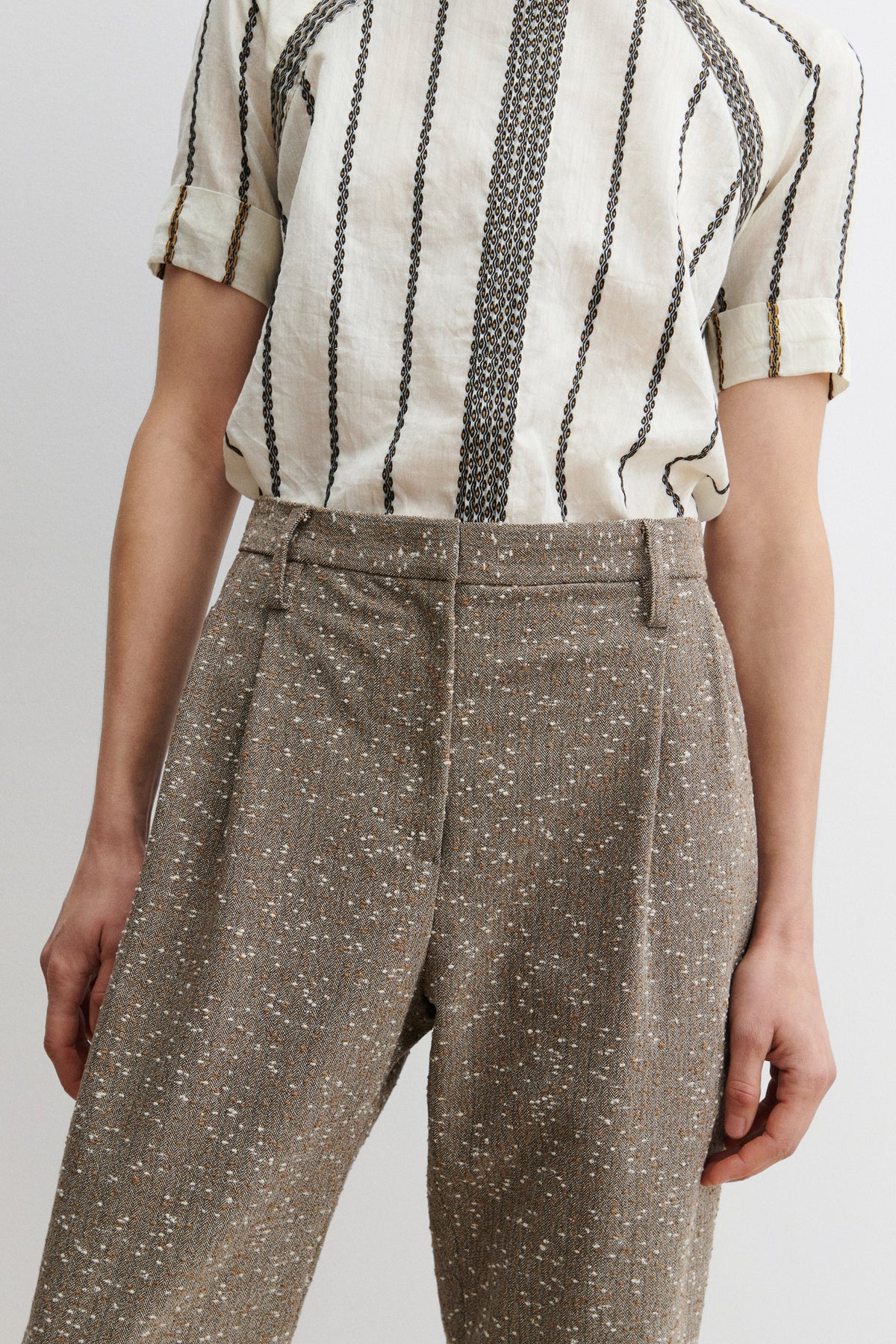 Carabin Pant Brown Herringbone - Rachel Comey