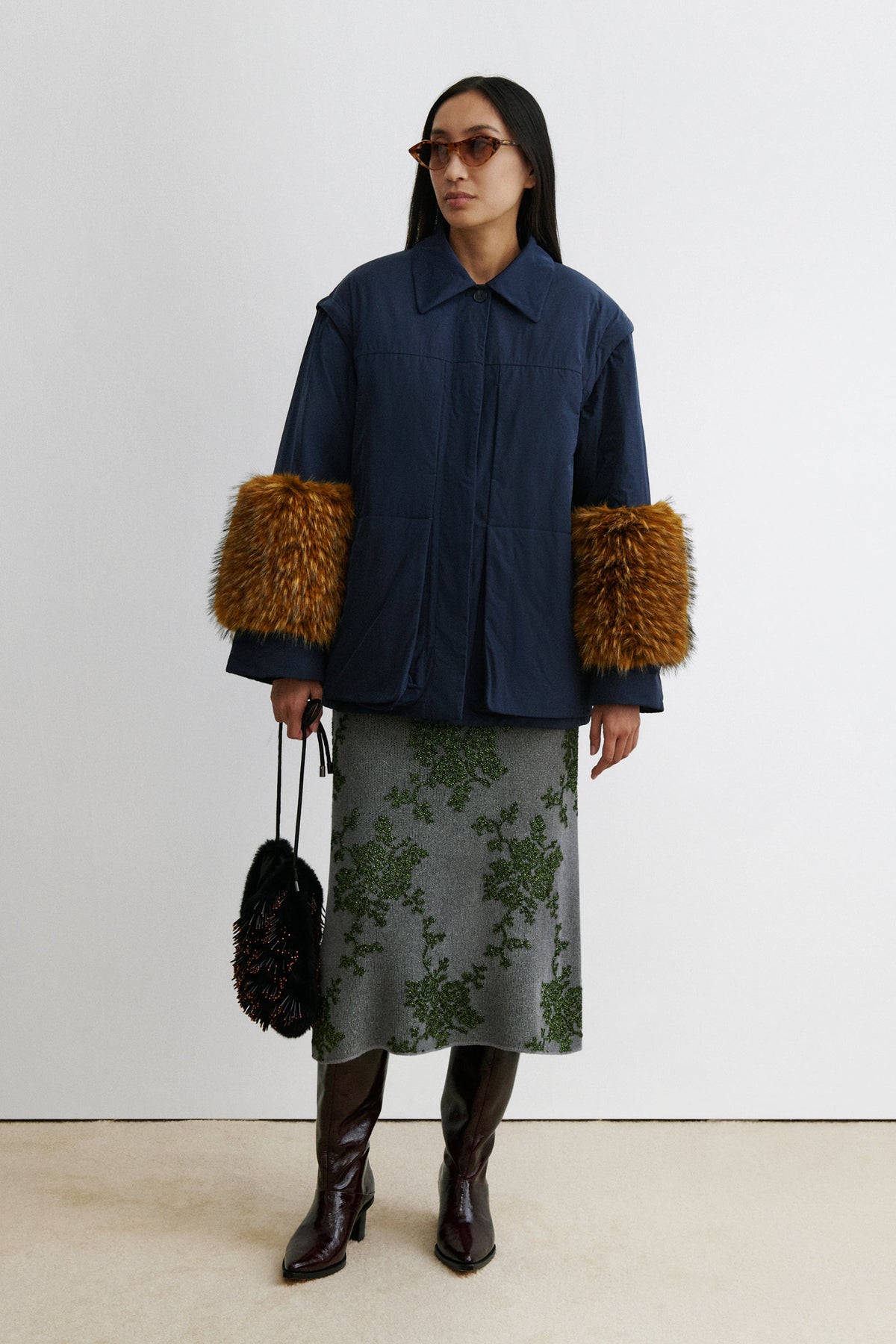 Muff Coat Navy - Rachel Comey