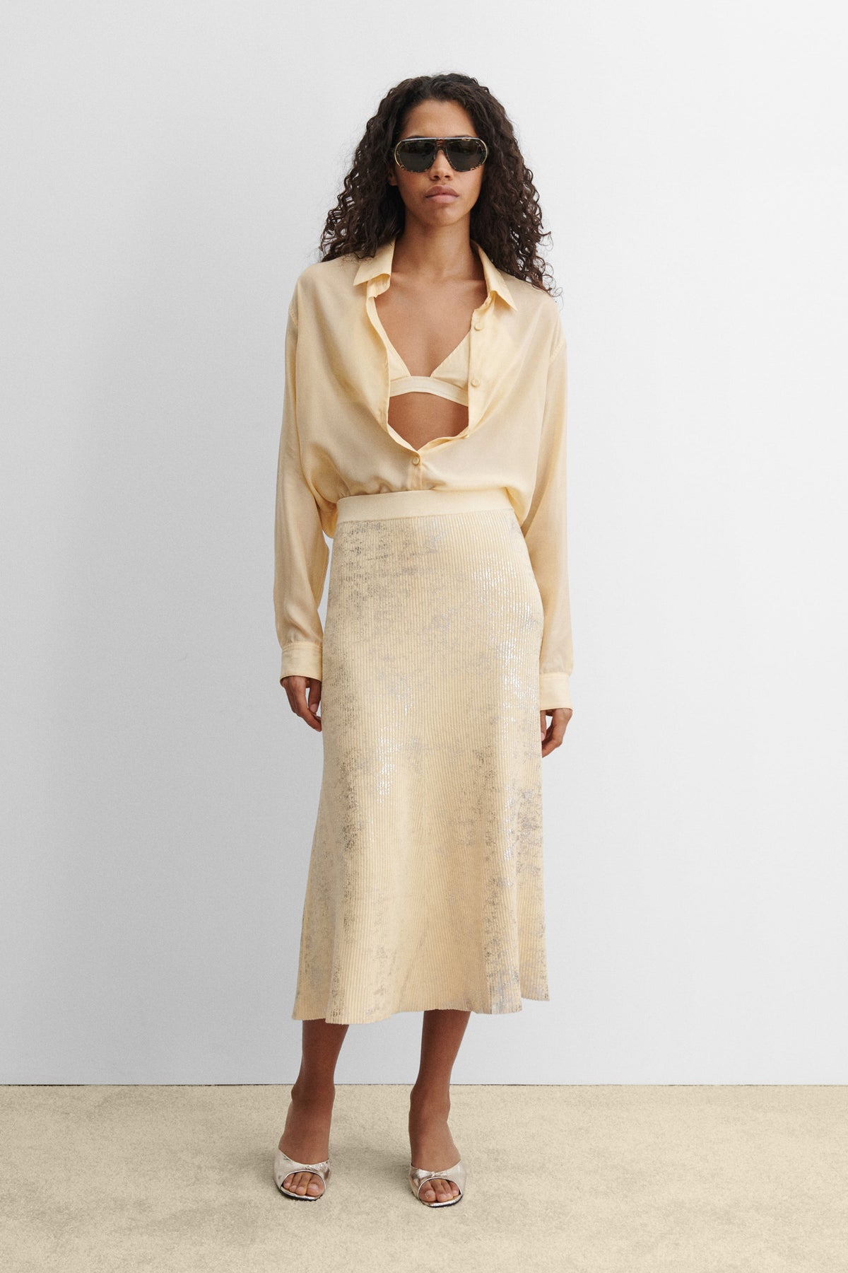 Kuzner Skirt Sand-Silver - Rachel Comey