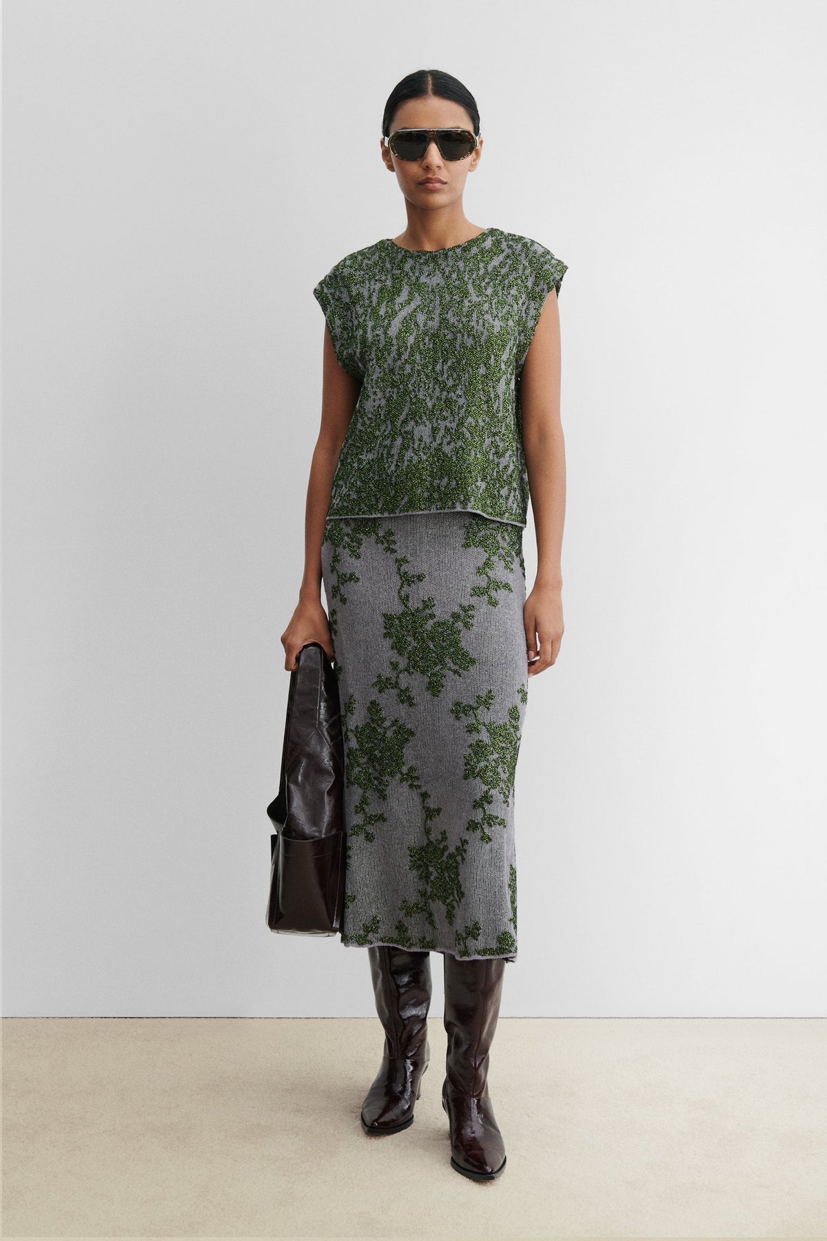 Broccada Skirt Dove-Green - Rachel Comey