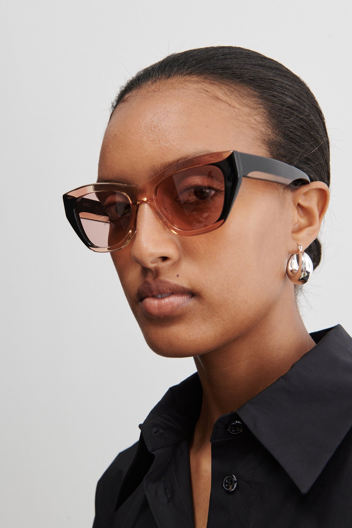 Ayres Sunglasses Black\/Clear Pink - Rachel Comey