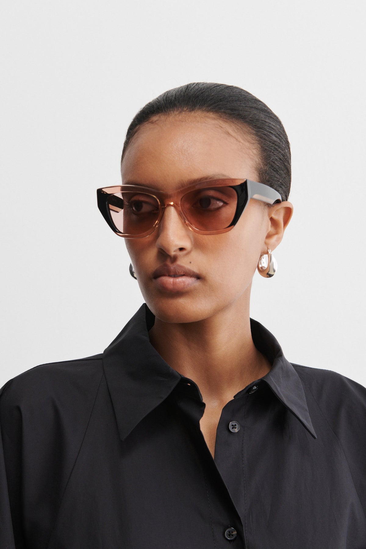 Ayres Sunglasses Black\/Clear Pink - Rachel Comey