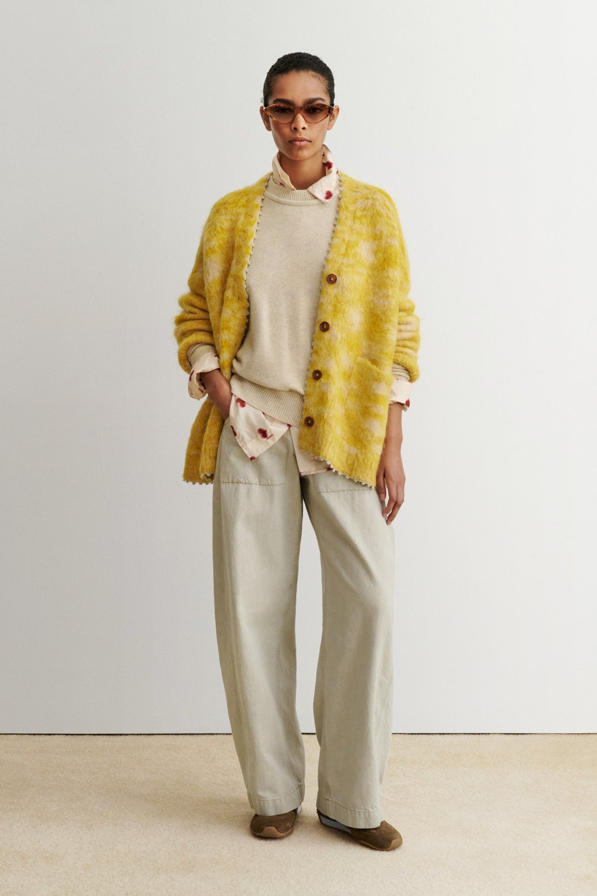 Fuchs Cardigan Chartreuse Space Dye - Rachel Comey