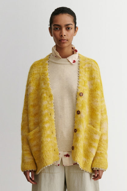 Fuchs Cardigan Chartreuse Space Dye - Rachel Comey