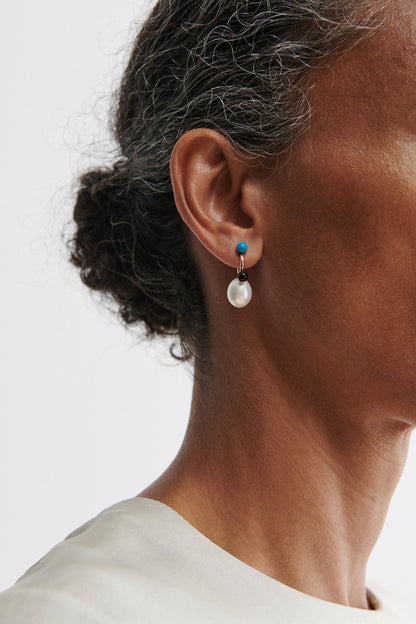 Quarry Opale X RC Earring Single Turquoise Black Onyx Pearl - Rachel Comey
